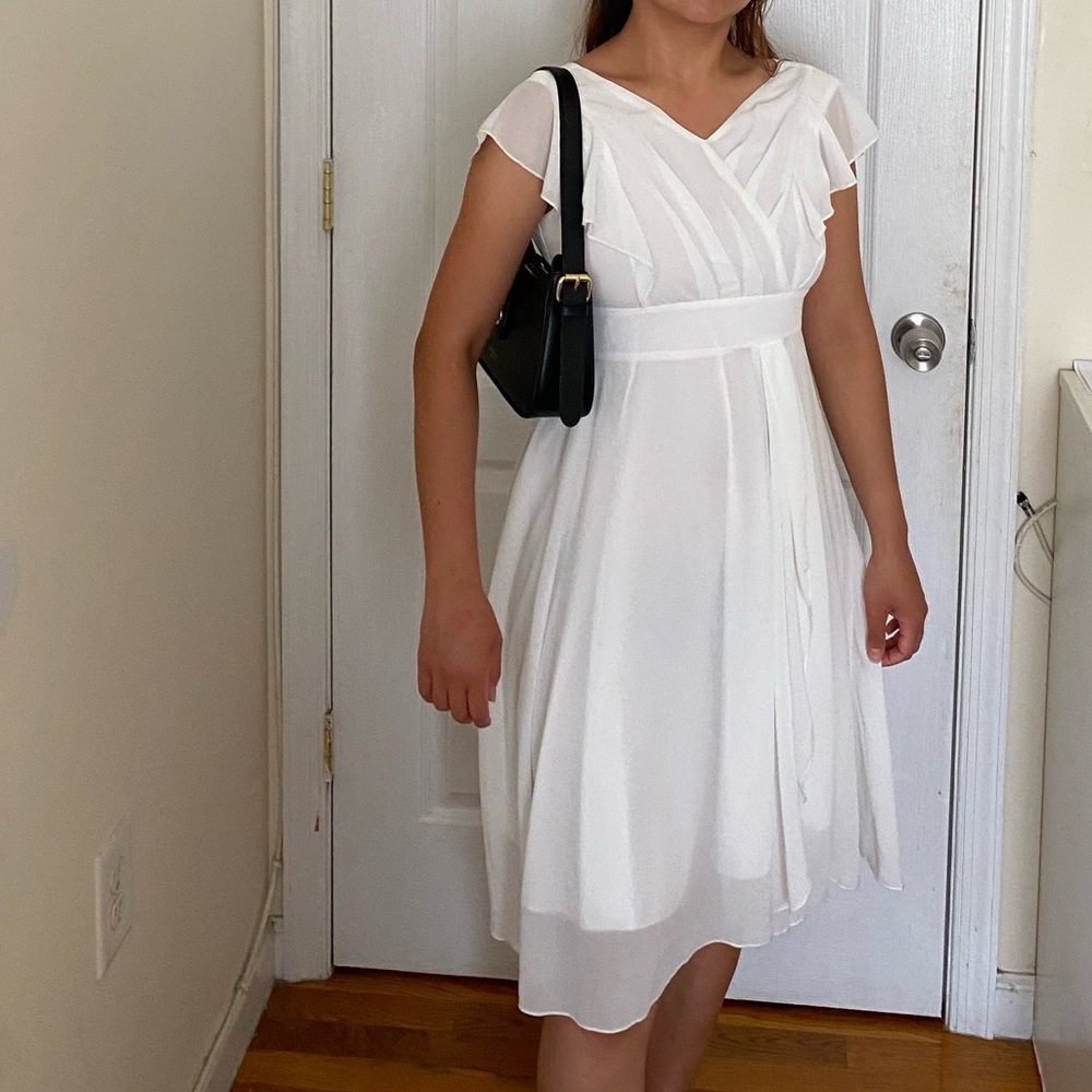 Knee length white dres